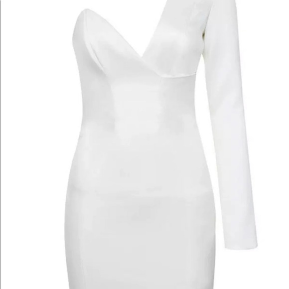 House CB 'Tiffany' White One Shouldered Mini Dress - Picture 15 of 16
